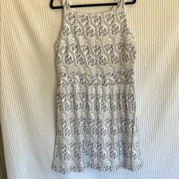 LOFT Navy Blue and White Patterned Mini Dress Size 14  zipper on the side - Picture 2 of 13